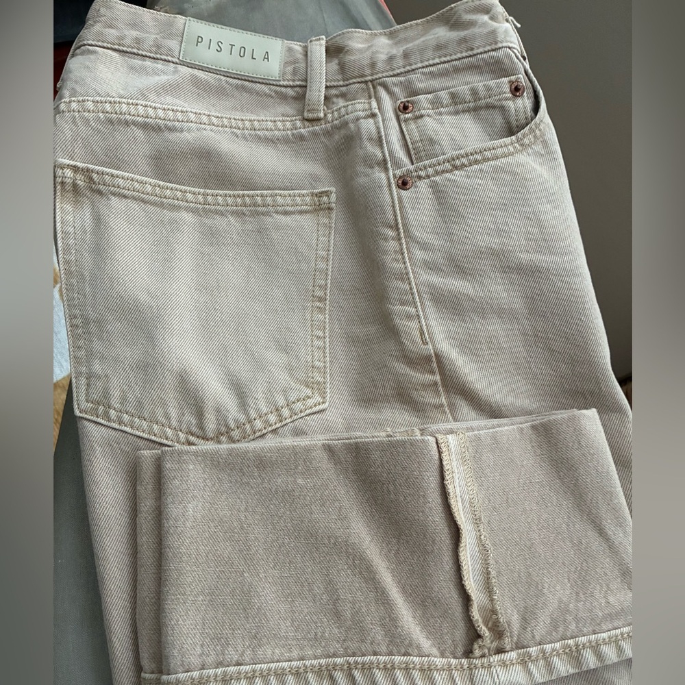 Pistola Ryder High-Rise Straight Leg Cuffed Jeans Oat color Size 27 - Picture 13 of 13
